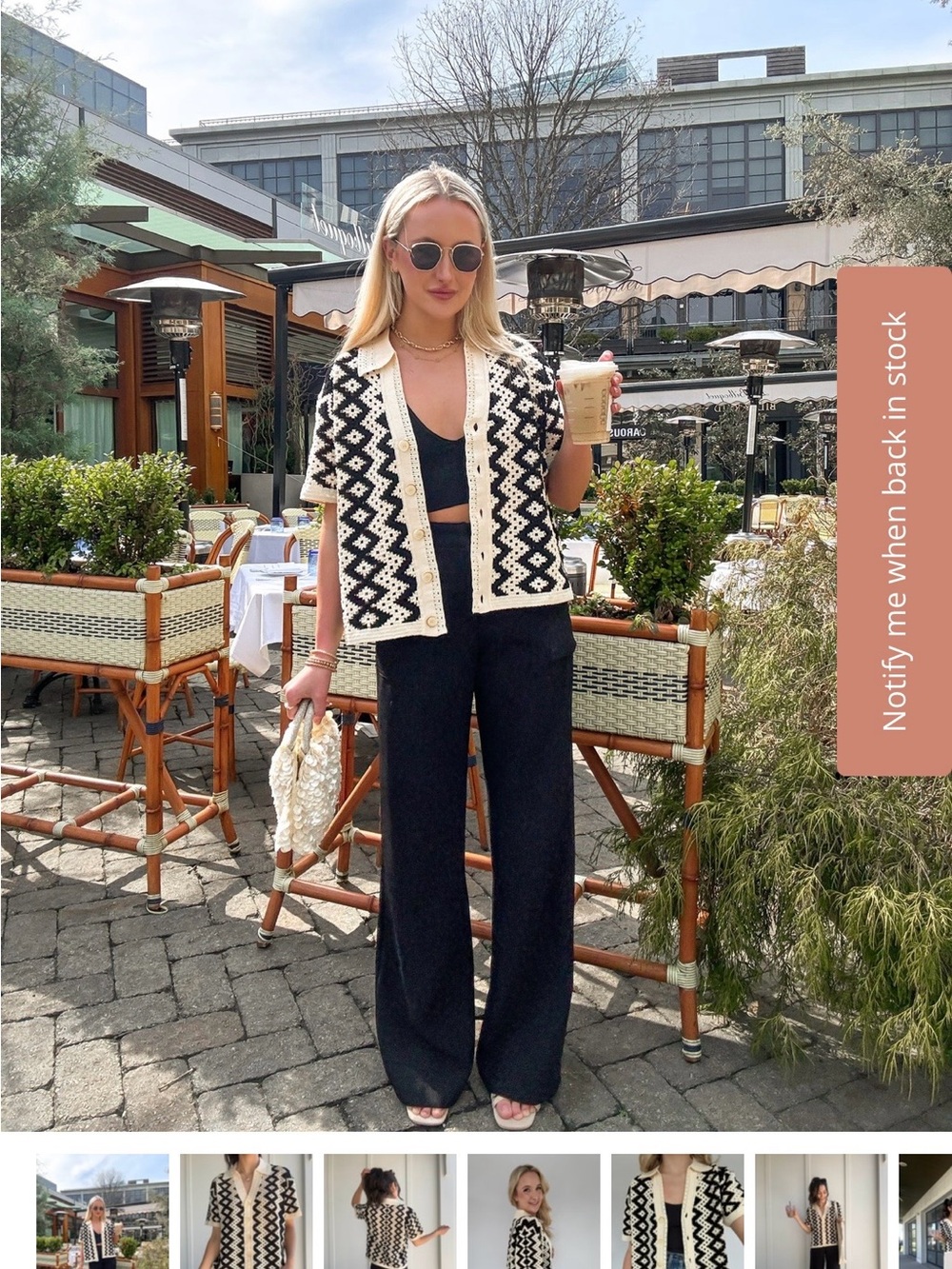 Magnolia Black and Cream Geometric Button-Down Cardigan